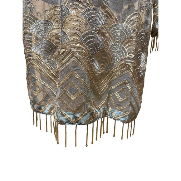 Anum Jung Blue Embroidered Beaded Kurta Unlined Tunic Blouse M - Picture 9 of 10